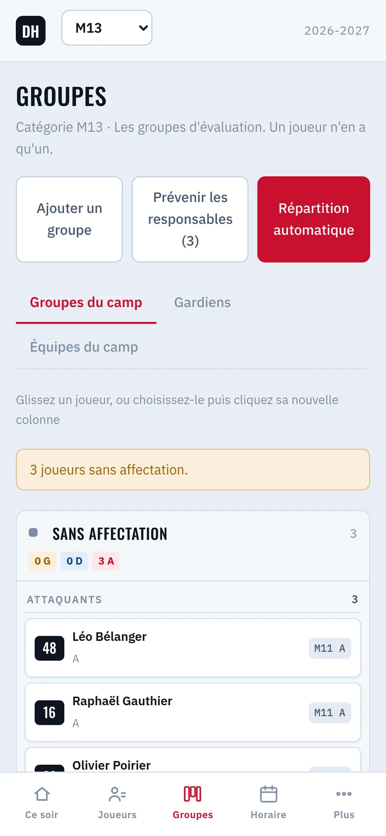 Groupes sur téléphone
