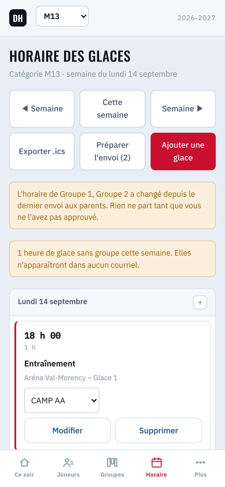 Horaire sur téléphone